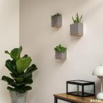 Alma Wandvazen, moderne hangende bloempotten voor aan de muur, 3-delige plantenpotset van hoogwaardig hars voor kamerplanten, kunstplanten, bloemen enz., taupe