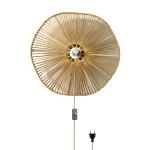 Wandlamp voor binnen, vintage, wandverlichting met dimbare schakelaar en 180 cm kabel, wandlamp, henneptouw, E27, retro bedlampje, voor slaapkamer, woonkamer, trap, hal, café, bar