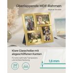 Fotolijst-collage, 4 fotolijsten voor 10 x 15 cm foto's, fotocollage, wandcollage, multilijsten, wanddecoratie, lichtgoud RPF025A01