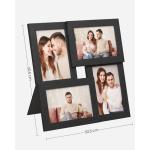 Fotolijst collage voor 4 foto's, 10 x 15 cm, wandmontage fotogalerij display, met glasplaat, zwarte houtnerf RPF25BK