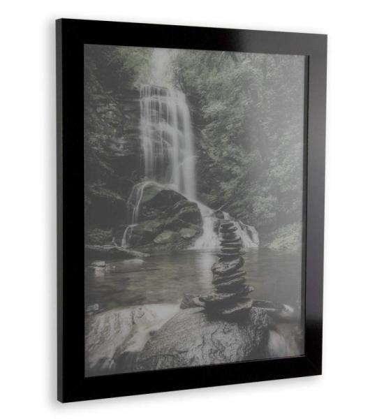 Monaco Fotolijst, 40 x 60 cm, zwart hoogglans, fotolijst, metaallook, geborsteld aluminium, posterlijst, verwisselbare lijst