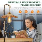 Moderne industriële hanglampenset met schakelaar, vintage geweven lampenkap met henneptouw, E27 retro lamphouder met kabel, 4 meter, henneptouw hanglamp met stekker, voor boerderi
