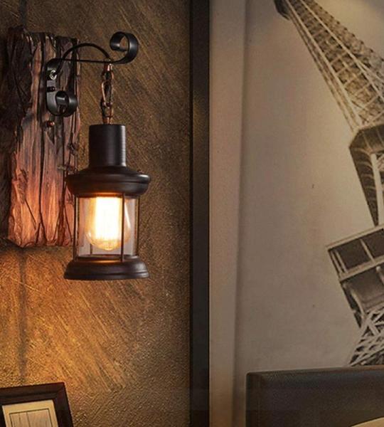 Vintage Wandlampen Hangende Verlichting Eetkamer Kroonluchter Binnen Retro Industriële wall light Van Hout Metaal Glazen Lampenkap E27 Wandkandelaar Bar Hoogte Verstelbaar Plafond