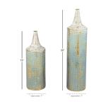 Metalen noodlijdende lange vaas, set van 2 25", 18"H, blauw