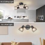 E14 Plafondspot 2 Lampen, e14 led vintage Spot light 350 ° Draaibare plafondspot, Metalen LED plafondlamp zwart voor Binnen Hal Woonkamer Winkel Slaapkamer keuken