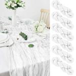 Tafelloper, 6 stuks witte kaasdoek, tafelloper, boho-gaas, kaasdoek, tafelloper, rustieke doorzichtige loper, tafelkleed voor boho, bruiloft, decoratie, verjaardagsfeest, 90 x 300 
