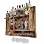 Houten rek om op te hangen - handgemaakt rustieke stijl muur bar flessenrek hout - wijnbaar rek cadeau voor mannen - houten 3D-afbeelding borrelbar