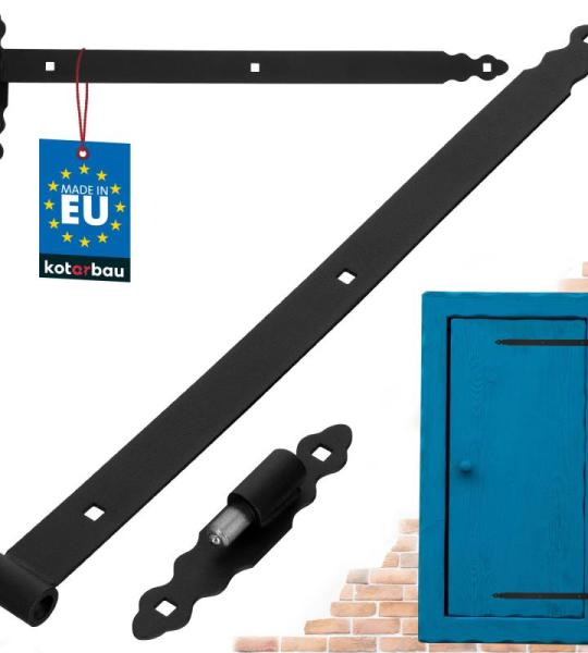 Loadband met blokken, 600 mm, gepoedercoat staal, deurband met kogellagers, scharnier, zwart, links en rechts, laadbanden, deurband, houten deur, tuindeurband