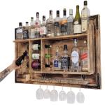Houten rek om op te hangen - handgemaakt rustieke stijl muur bar flessenrek hout - wijnbaar rek cadeau voor mannen - houten 3D-afbeelding borrelbar