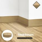 Zachte plint, 200 m (8 x 25 m), teakhout, 32 x 23 mm, pvc, zelfklevend, knikhoek plint, hoekprofiel, aansluitprofiel, vloerlijst, rubberen plint