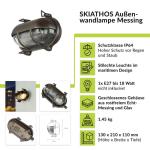 Buitenlamp muur maritiem zwart antiek massief messing glas IP64 B: 21 cm H: 13 cm E27 wandlamp tuinlamp scheepslamp