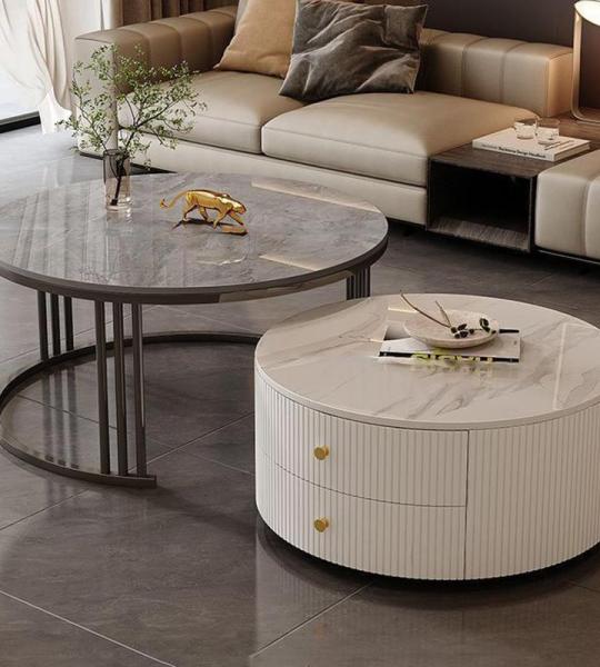 Moderne Couchtische, 2er-Set, mit geräumigem Stauraum, leicht zu reinigen, für Zuhause und Büro (Motley Z 49,6 x 34,9 + 79,5 x 45,9 cm)