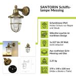 Wandlamp messing, buitenlamp maritiem, scheepslamp, rustiek, nostalgisch, IP64, H: 27 cm, E27, buitenverlichting tuin, buitenwandlamp balkon