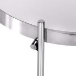 Bijzettafel Ø 43x45 cm unicaat in zilver van metaal en glas, design woonkamertafel met glasplaat en metalen frame, ronde salontafel, moderne glazen tafel, elegante banktafel, loun