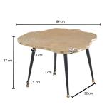 Koffietafel Aluminium Boomschijf 64x64x37 cm Salontafel Metaal Goud | Tafel Woonkamer Rond | Woonkamertafel Modern | Kleine Bijzettafel