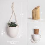 3-delige set porseleinen wandvazen, incl. houten haken, mat wit