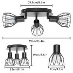Spot Armaturen voor Plafonds Verstelbare Metalen Draadkooi Keuken Spotlight Plafondlampen met E14 Fitting Zwart 3-weg Plafondlamp Industrieel voor Binnen Thuis Slaapkamer Hal Woonk