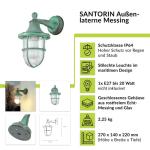 Outdoor wandlamp messing glas in groen antiek geribbeld IP64 terras voordeur T :22 cm E27 riffel maritieme wandlamp buiten SANTORIN