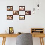 7 stuks fotolijsten set 10x15 cm voor 15x10 foto's en foto's, bruine fotolijst collage, wand- of tafelstandaard - cadeau vriend