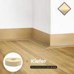Zachte plint, 150 m (6 x 25 m), grenen, 32 x 23 mm, pvc, zelfklevend, knikhoek plint, hoekprofiel, aansluitprofiel, vloerlijst, rubberen plint