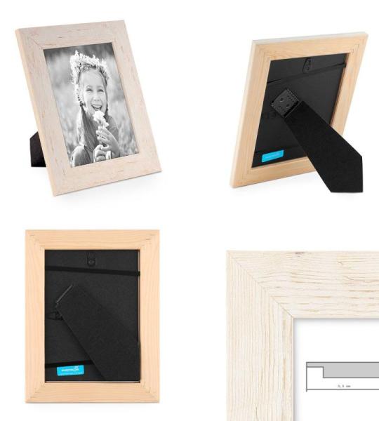 Set van 5 fotolijsten 15x15 cm strandhuis rustieke eiken-look massief hout met glasplaat incl. accessoires/fotolijst