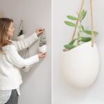 Wandvazen -Ellie- | hangende keramische bloempotten 3-delig | wanddecoratie voor kamer, balkon en tuin | crème (mat)