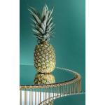 Design salontafel Wire (2/set), messing, 63/53 cm diameter, bijzettafel, nachtkastje, stalen frame, tafelblad van veiligheidsglas, woonkamer, rond, 34 x 70 x 70 cm (H/B/D)