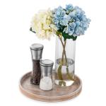 Decoratief dienblad voor salontafel: White wash houten ronde dienblad, rustiek houten dienblad, 31 cm,, landelijke centerpiece kaarshouder voor woondecoratie, poef, aanrecht displa