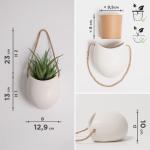 Wandvazen -Ellie- | hangende keramische bloempotten 3-delig | wanddecoratie voor kamer, balkon en tuin | crème (mat)