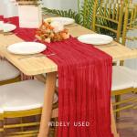 Tafelloper kaasdoek, 6 stuks, rode tafelloper, rustieke gaasstof, boho-decoratie, tafelloper, kaasdoek, tafeldecoratie voor bruiloft, feest, bruidsdouche, tafeldecoratie