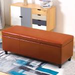 Moderne Ottoman-Bank aus Leder, mit Stauraum, getufteter Oberseite, Couchtisch für Wohnzimmer, Schlafzimmer, 80 x 43 x 42 cm, Orange