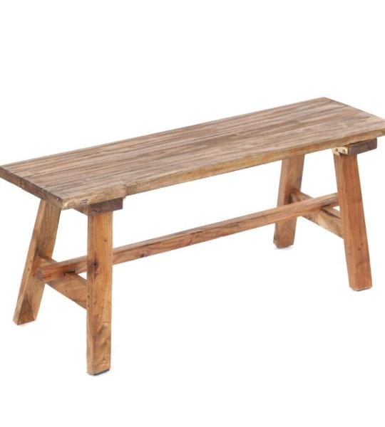 Vintage Anzio houten bank, 90 x 26 x 39 cm (l x b x h), rustieke zitbank, oude houten look