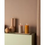 Rustieke stompkaarsen, taupe, set van 4 stuks, decoratieve kaarsen voor huishouden, lengte brandduur 60 uur, ongeparfumeerd, natuurlijke plantenwas, zonder palmolie, 13 x 7 cm