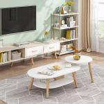 Moderner Couchtisch für das Wohnzimmer. Satztische für das Wohnzimmer, 2er-Set, große ovale Couchtische für das Wohnzimmer und Kleiner runder Beistelltisch mit Ablagefläche, 2