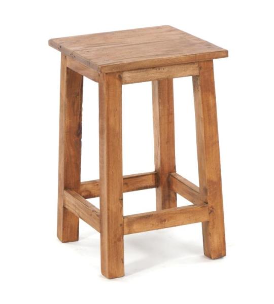 Rustical houten kruk Madero | 48x30x30 cm (HxBxD), gerecycled hout | houten kruk | kleur: 08 honingkleuren gewaxt