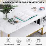 Witte salontafel met opbergruimte, 39" rechthoekige banktafels met open plank voor woonkamer, middentafel salontafel met marmeren afwerking en metalen frame voor woonkamer, eetkame