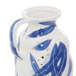 Hedendaagse keramische onregelmatige vaas, 7" x 6" x 13", blauw