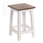 RUSTIC HOUTEN ZITKRUK MADERO | 48x30x30 cm (HxBxD), gerecycled hout | houten kruk | Kleur: 06 wit-land