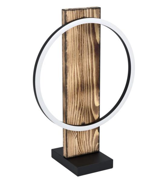 LED tafellamp Boyal, 1-lichts nachtlampje in vintage design, rustieke nachtlamp van hout, metaal en kunststof in bruin, zwart en wit, tafel lamp voor woonkamer met schakelaar, warm