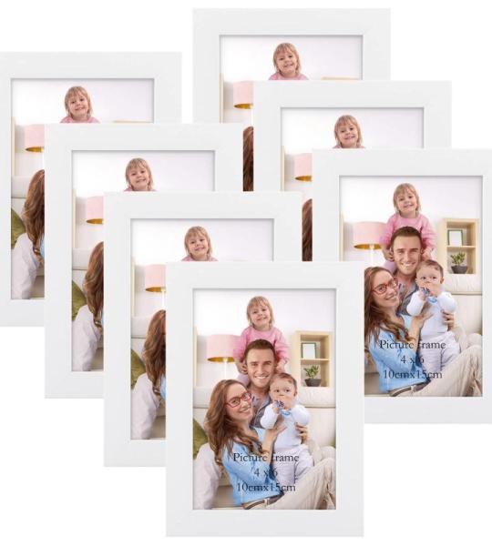 7 stuks fotolijsten set 10x15 cm voor 15x10 foto's en afbeeldingen, moderne witte fotolijsten collage, wand- of tafelstandaard - cadeau vriend