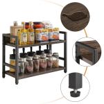 2-Tier Spice Rack Industriële Counter Plank Desktop Opslag Organizer Staand Kruidenrek voor Aanrecht Keuken Kantoor Woonkamer Desktop Donkergrijs TLJ002G