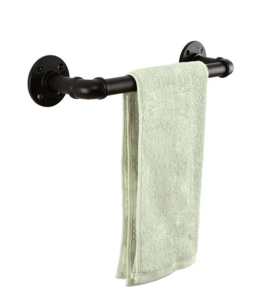 Rohrhandtuch Bar Wand montiert Industriehandtuch Rack Halter Rustikale Heavy Duty Badezimmer Hardware (12 inch, Schwarz)