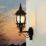 Brest Buitenlamp met bewegingsmelder, glas, aluminium, zwart, IP23, huis, binnenplaats, hoogte: 54 cm, E27, rustieke lantaarn, wandlamp voor buiten