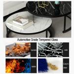Set van 2 marmeren textuur en metalen stapelbare salontafels voor woonkamer, elegante nest-bijzettafels met stapelontwerp