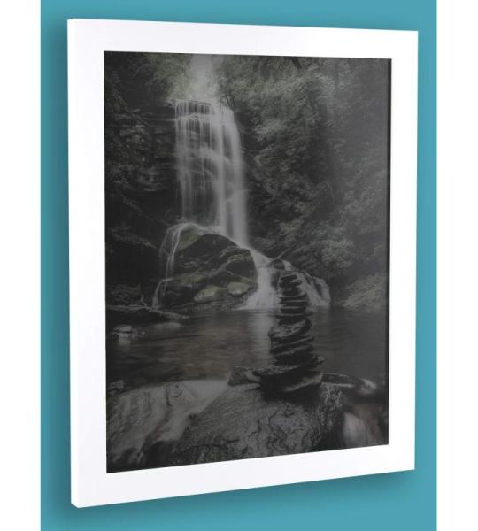 Monaco Fotolijst, 32 x 45 cm, wit hoogglans, fotolijst, metaallook, geborsteld aluminium, posterlijst, verwisselbare lijst