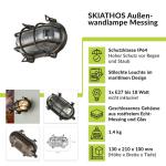 Wandlamp messing massief geruite glas IP64 weerbestendig zee in zwart antiek E27 buitenlamp balkon toegangsdeur binnenplaats terras buiten