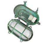 Buitenlamp messing controleglas IP64 E27 roestvrij staal, weerbestendig, zeegroen, antieke decoratieve wandlamp Ingang naar huis buiten Tuin