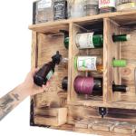 Houten rek om op te hangen - handgemaakt rustieke stijl muur bar flessenrek hout - wijnbaar rek cadeau voor mannen - houten 3D-afbeelding borrelbar