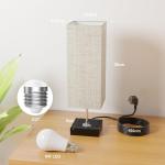 Nachtkastlampjes, set van 2, bedlampje, touch-dimbaar, met 2 USB-snellaadpoorten, 3 kleurtemperaturen en traploze dimming, 2 E27-gloeilampen van 6 W voor slaapkamer, woonkamer, kan
