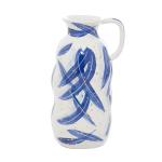 Hedendaagse keramische onregelmatige vaas, 7" x 6" x 13", blauw
